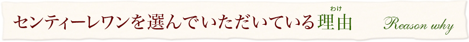 センティーレワンを選んでいただいている理由