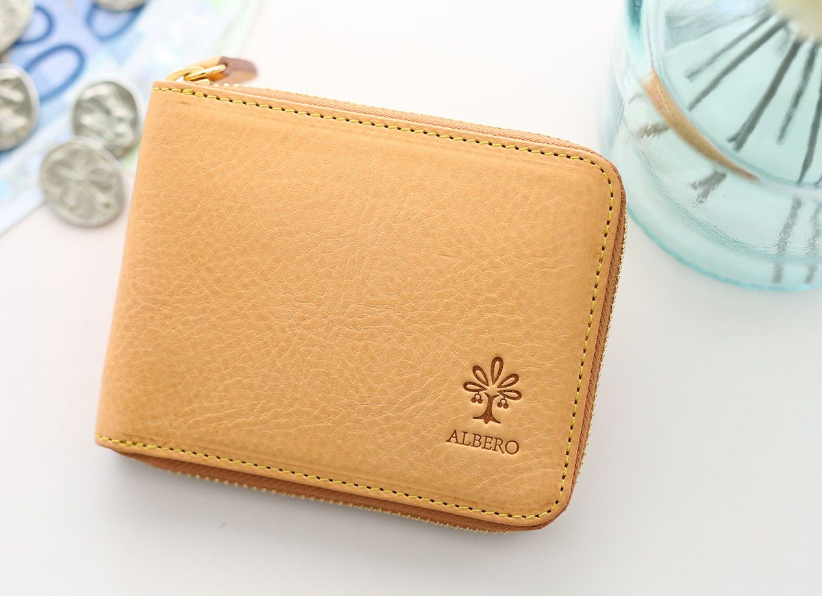 ALBERO アルベロ NATURE ナチュレ 小銭入れ付き二つ折り財布（ラウンドファスナー式） 5369