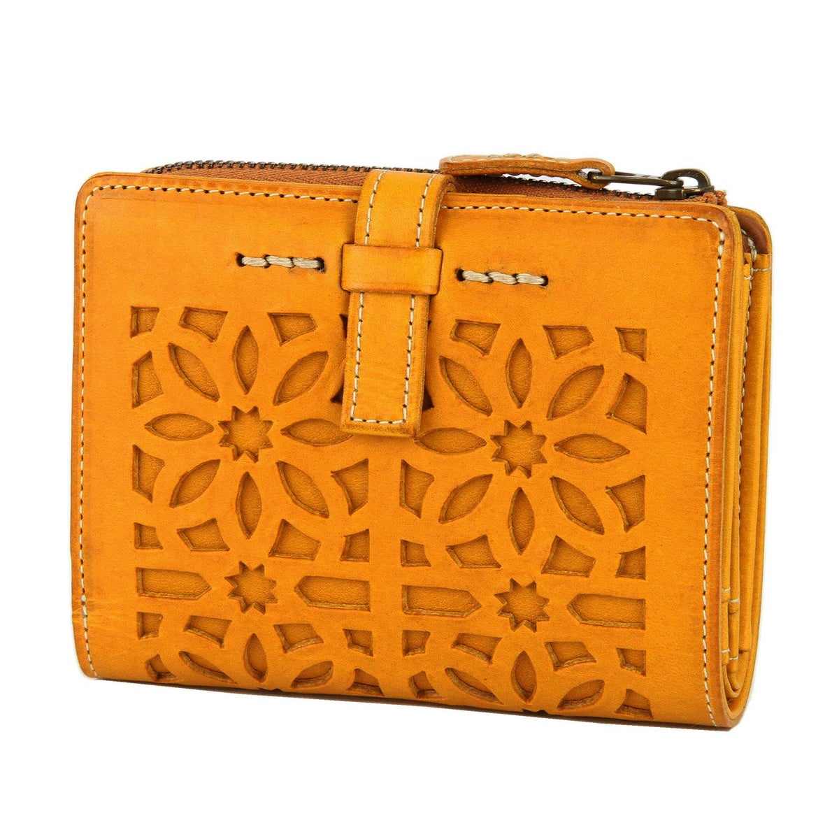 genten ゲンテン cut work カットワーク L字ファスナー 小銭入れ付き二つ折り財布 40601(31621)