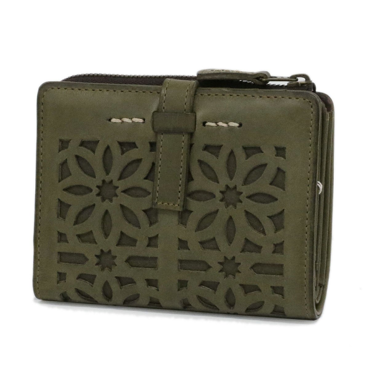 genten ゲンテン cut work カットワーク L字ファスナー 小銭入れ付き二つ折り財布 40601(31621)