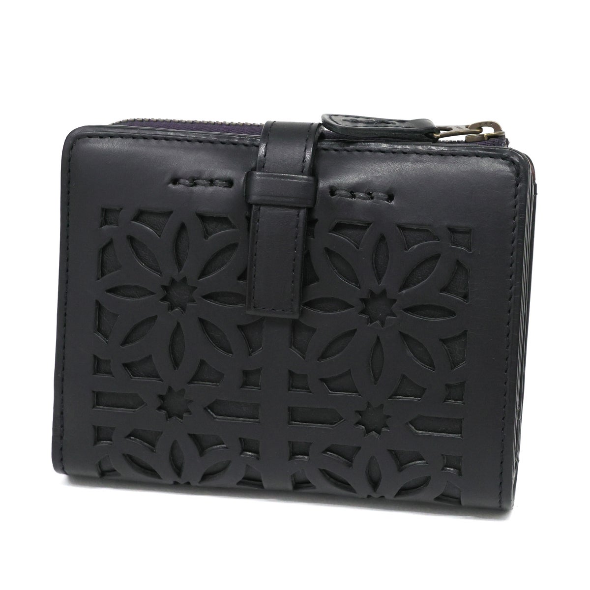 genten ゲンテン cut work カットワーク L字ファスナー 小銭入れ付き二つ折り財布 40601(31621)