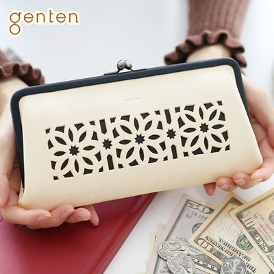 genten ゲンテン cut work カットワーク がま口長財布 42192