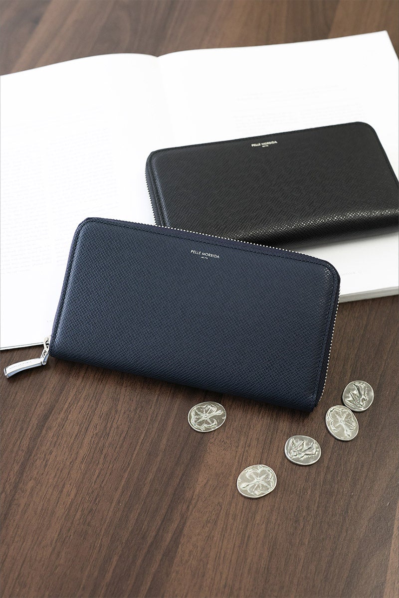 PELLE MORBIDA ペッレモルビダ Barca バルカ エンボスレザー ラウンドファスナー 小銭入れ付き 長財布 (中) PMO-BA311