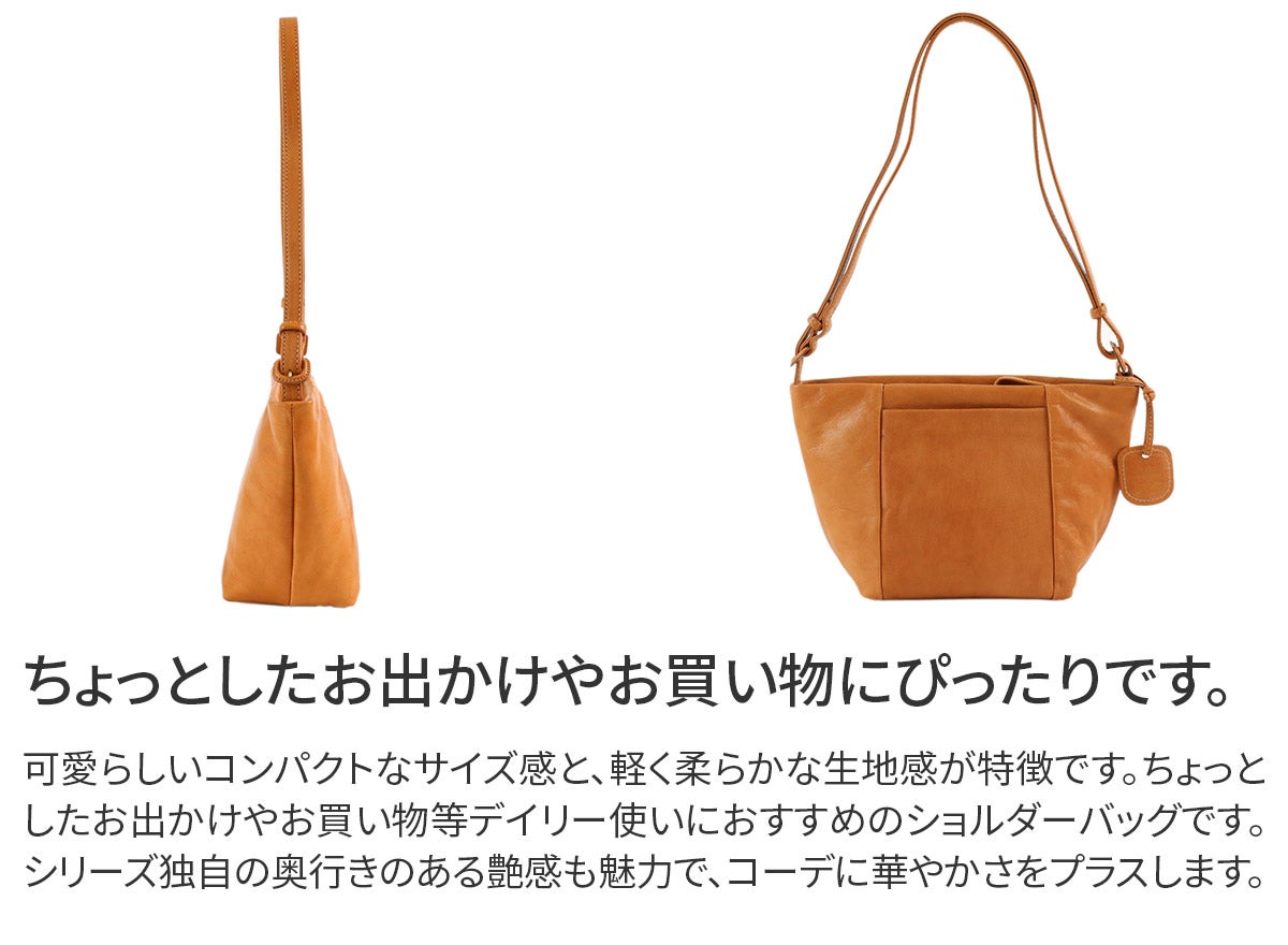 genten ゲンテンゴートヌメ ショルダーバッグ チャーム付き 
