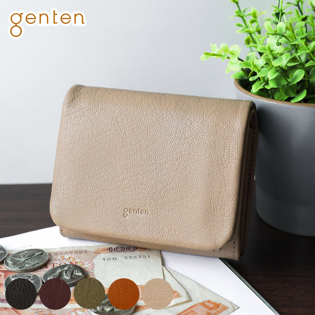 genten ゲンテン GOAT BASIC（ゴートベーシック） 小銭入れ付き二つ折り財布 43263