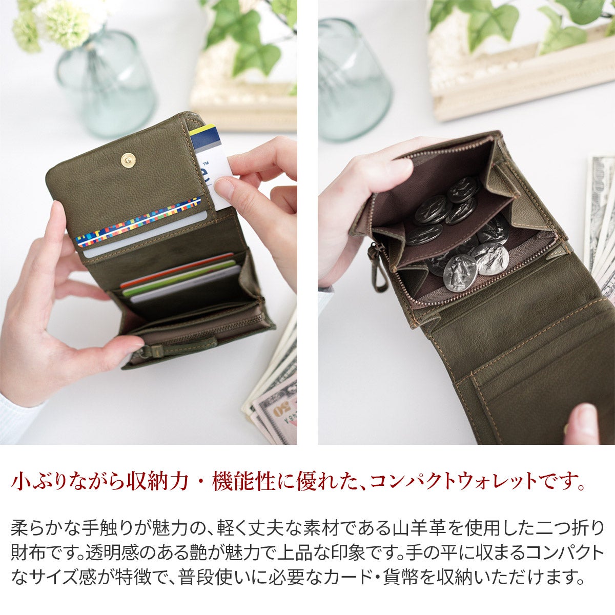 genten ゲンテン GOAT BASIC ゴートベーシック 小銭入れ付き二つ折り財布 44362（43263）