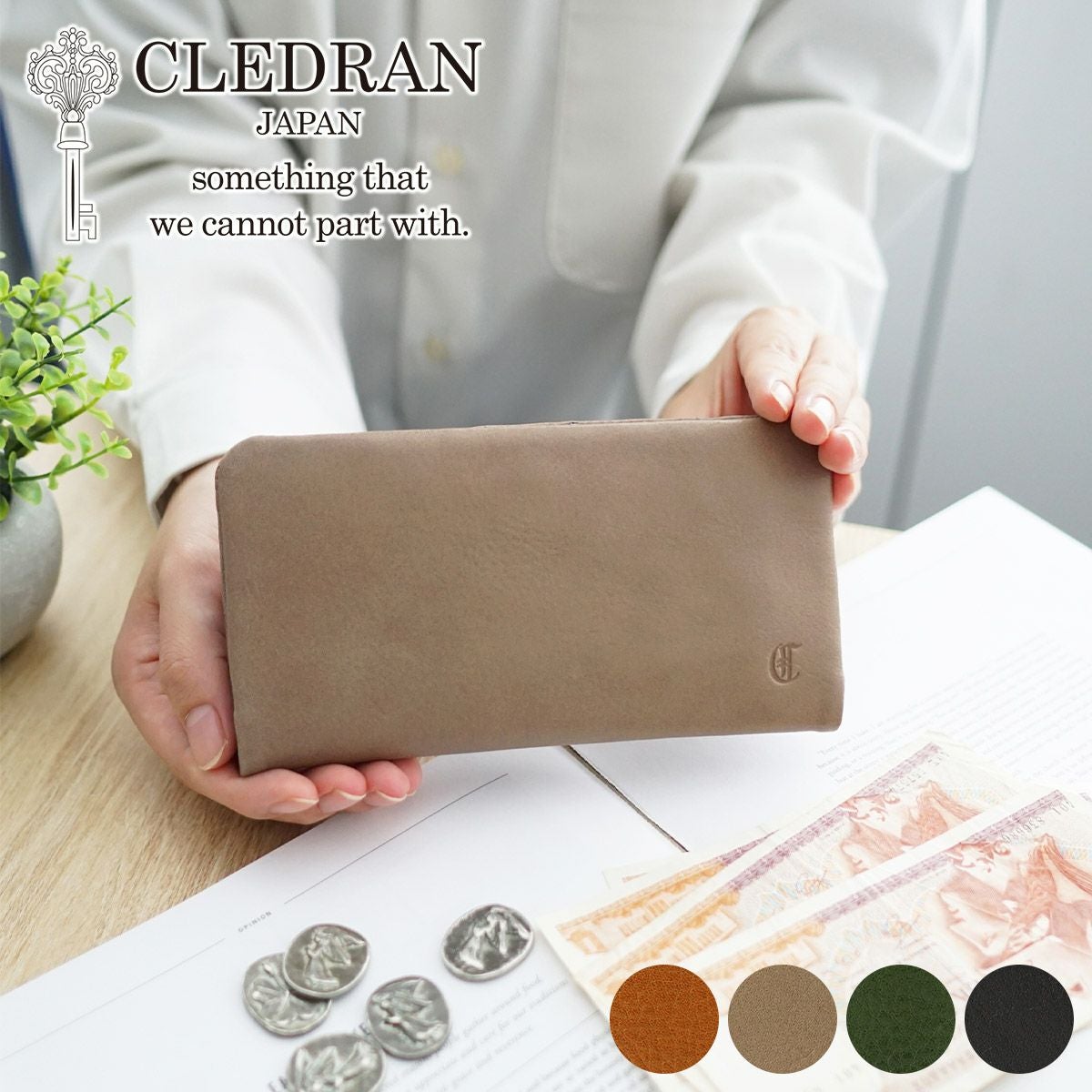 クレドラン cledran COUTクーテ　新品 30％OFF】CLEDRAN クレドラン COUT クーテ 小銭入れ付き長財布 CR
