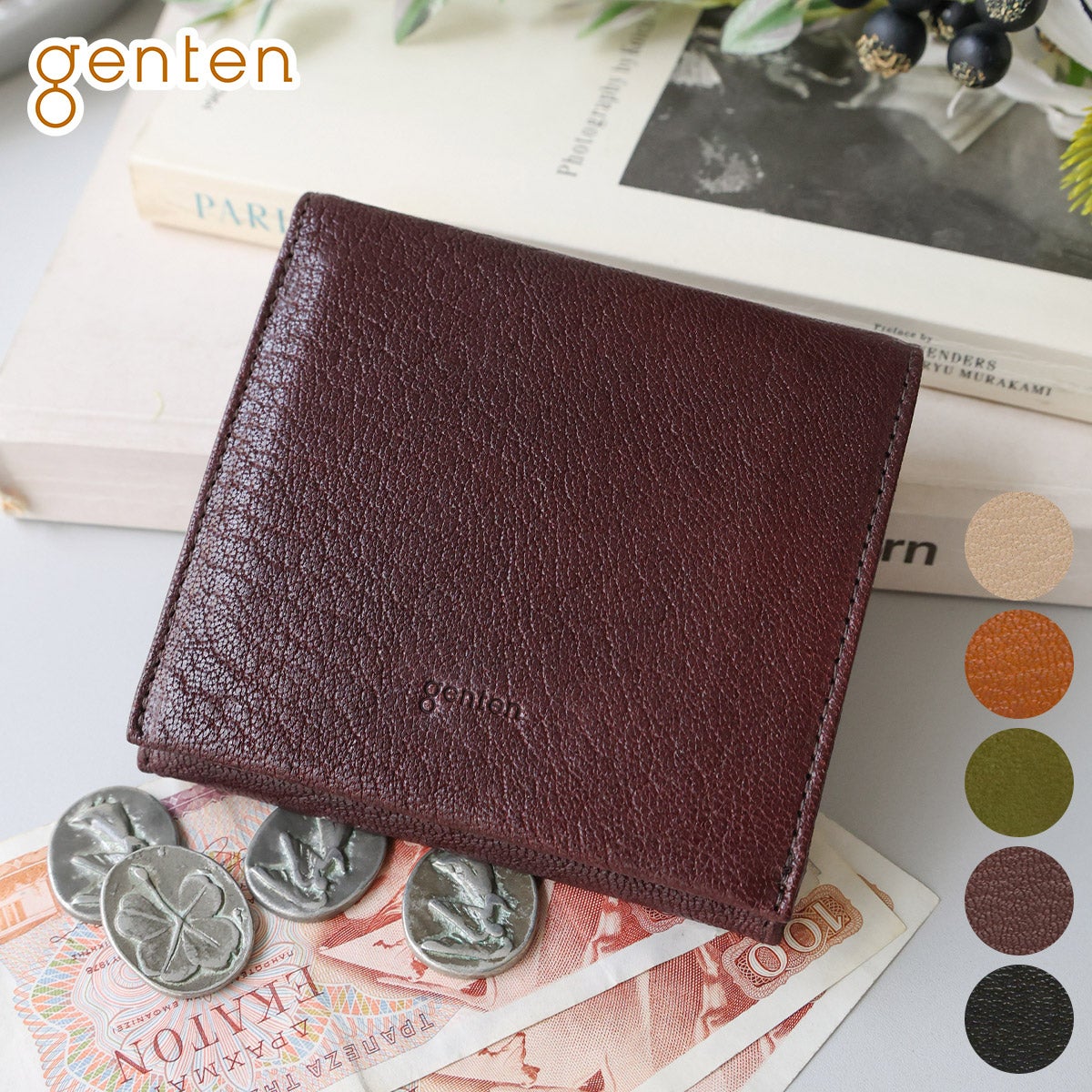 genten ゲンテン GOAT BASIC ゴートベーシック 小銭入れ付き二つ折り財布 44355