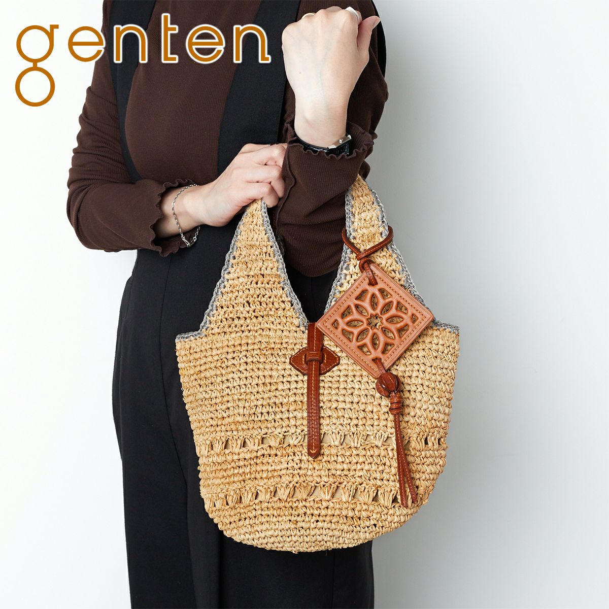 genten ゲンテン Crochet raffia クロシェットラフィア トートバッグ