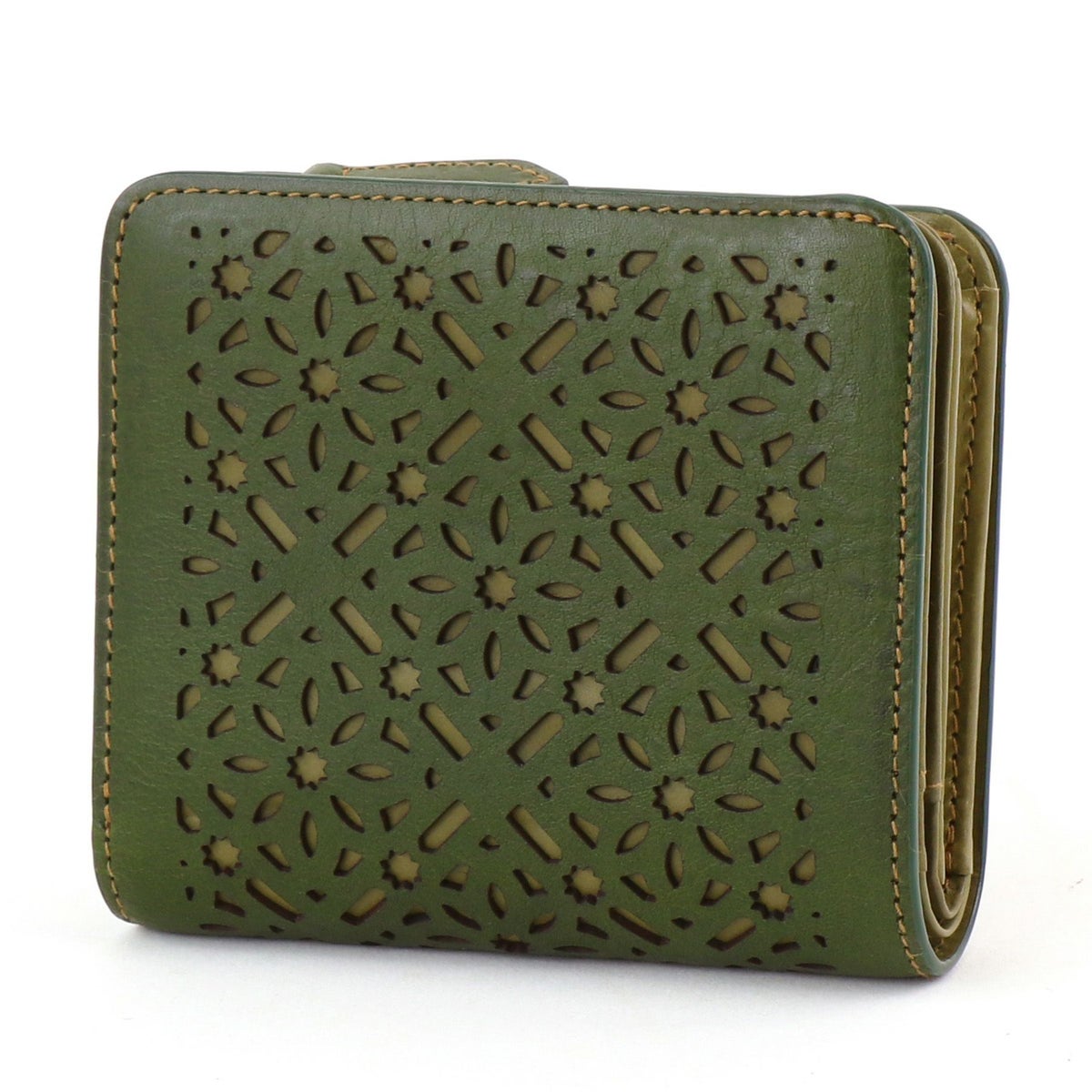 genten ゲンテン Dia cut work ダイヤカットワーク 小銭入れ付き二つ折り財布 43987