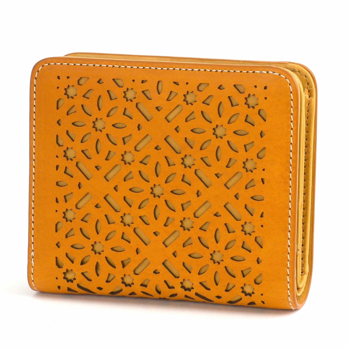 genten ゲンテン Dia cut work ダイヤカットワーク 小銭入れ付き二つ折り財布 43987