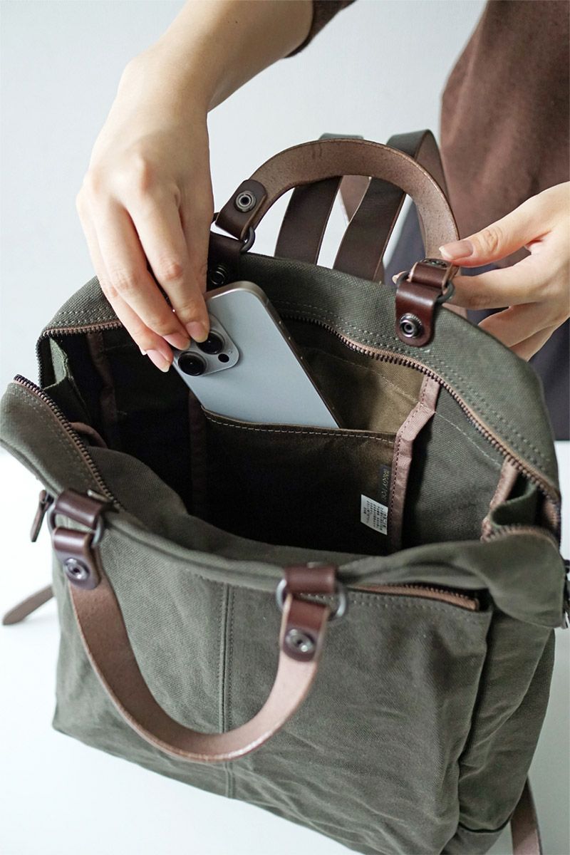 BAGGY PORT バギーポート ウォッシュ加工6号帆布×オイルレザー 2WAY