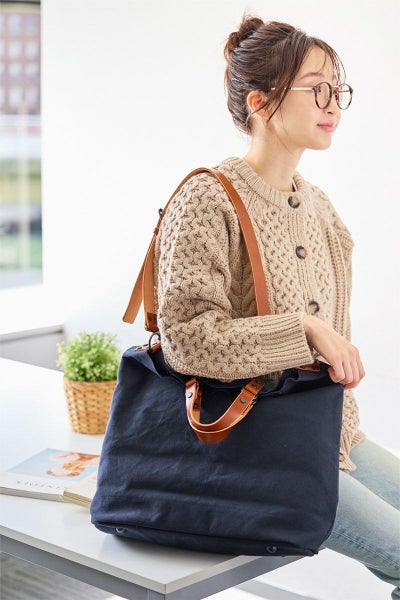 BAGGY PORT バギーポート ウォッシュ加工６号帆布×オイルレザー 2WAYトートバッグ KBS-428