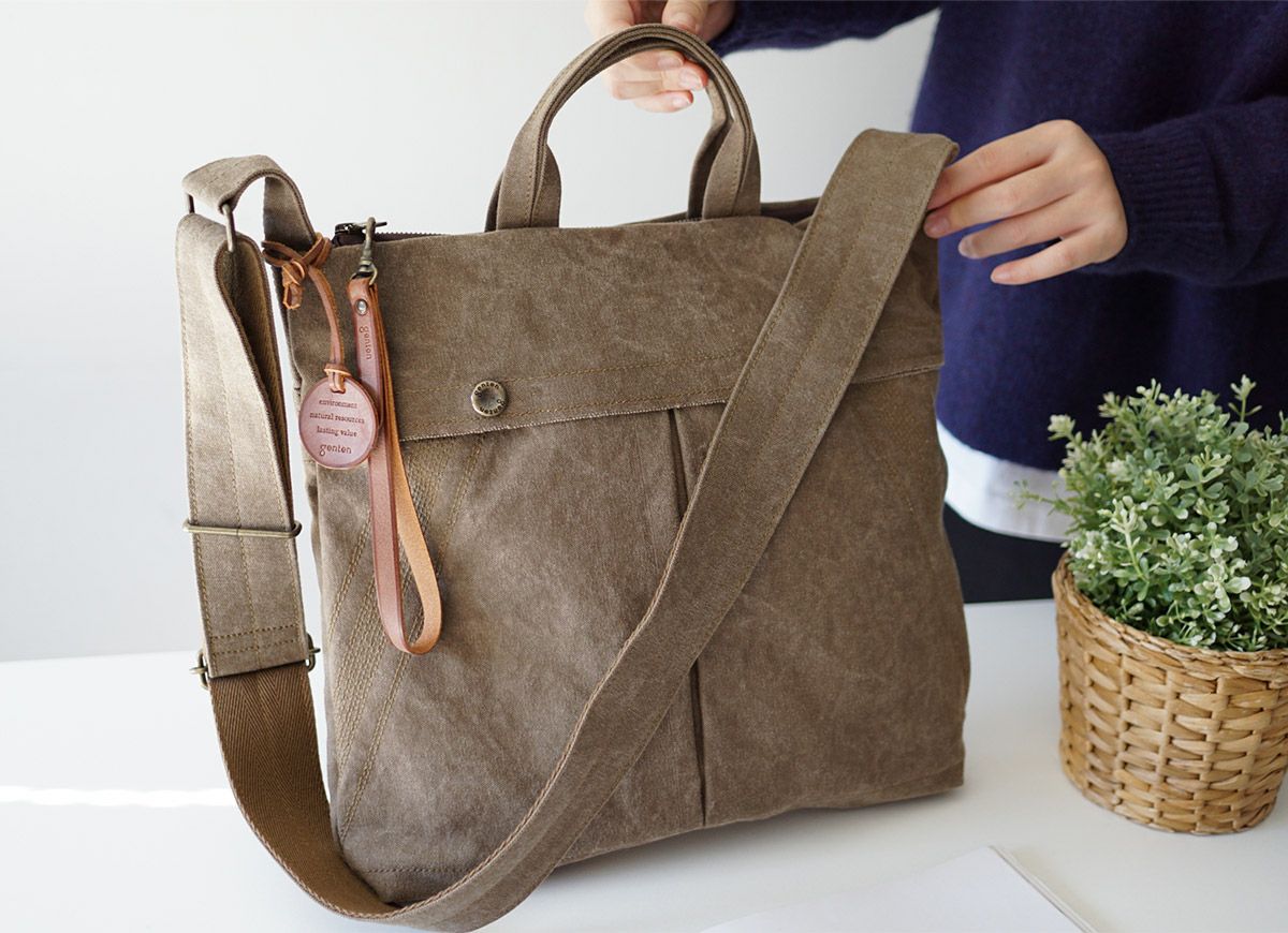 genten ゲンテン Mil Canvas ミルキャンバス 2WAYショルダーバッグ