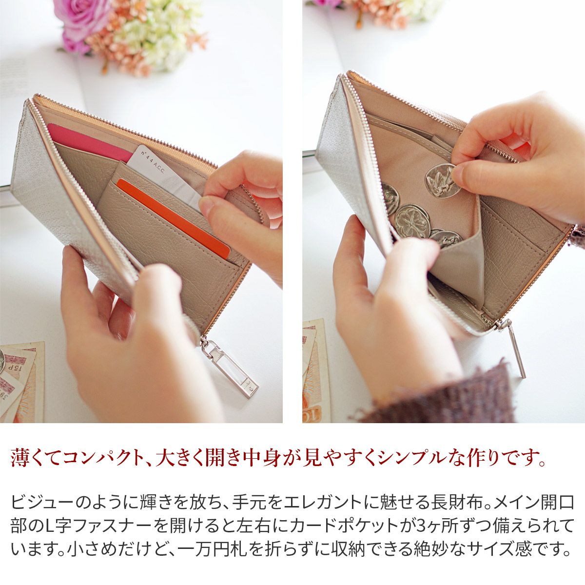 【未使用 / airlist】LILY ネイビ－ 三つ折り財布 牛革 透かし彫り airlist - 【未使用 / airlist】LILY ネイビ－ 三つ折り財布 牛革