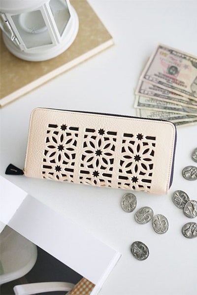 genten ゲンテン cut work カットワーク 小銭入れ付き長財布（ラウンドファスナー式 ） 49493(42191)