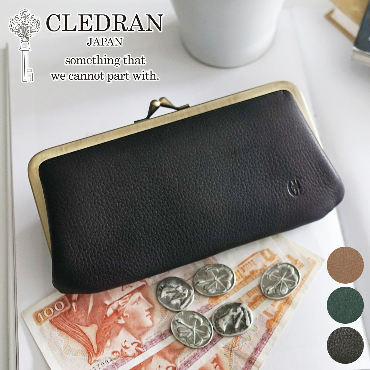 週末お値下げ　CLEDRAN 財布【未使用品】 CLEDRAN（クレドラン） かぶせ長財布 TRONC トロン FLAP WALLET 本革