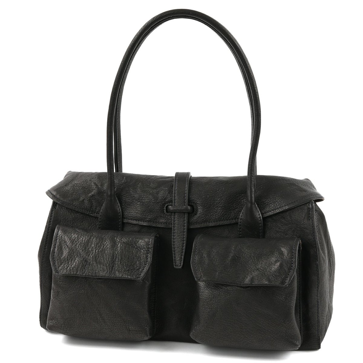 genten ゲンテン ゴートシュリンク かぶせ付きトートバッグ 44636