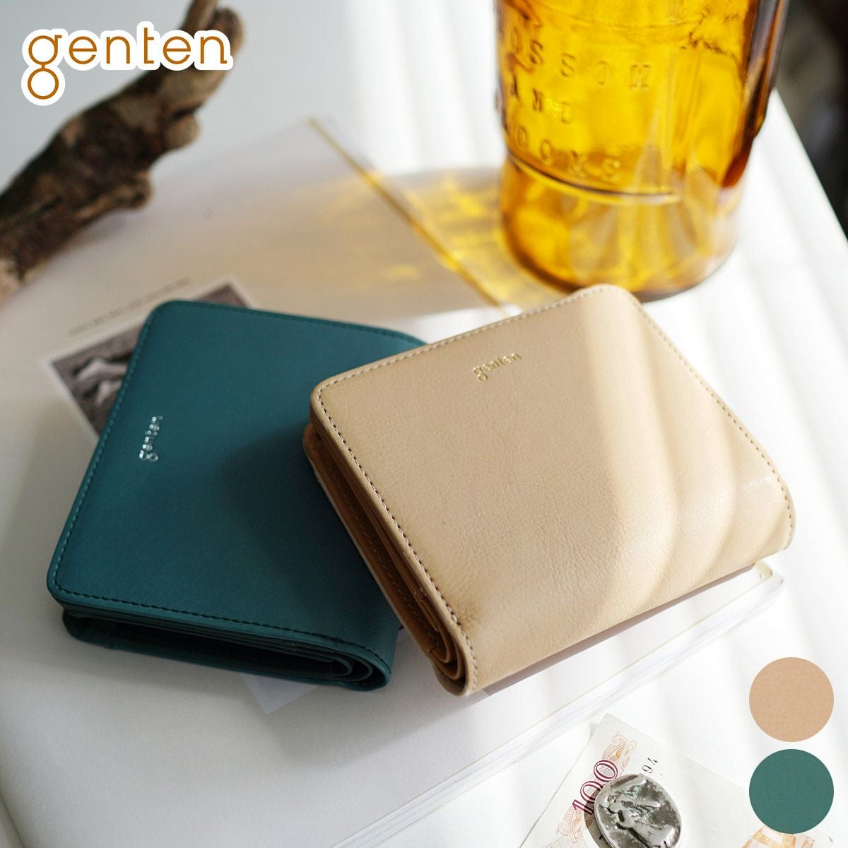 genten ゲンテン Pia ピア 小銭入れ付き二つ折り財布 44646