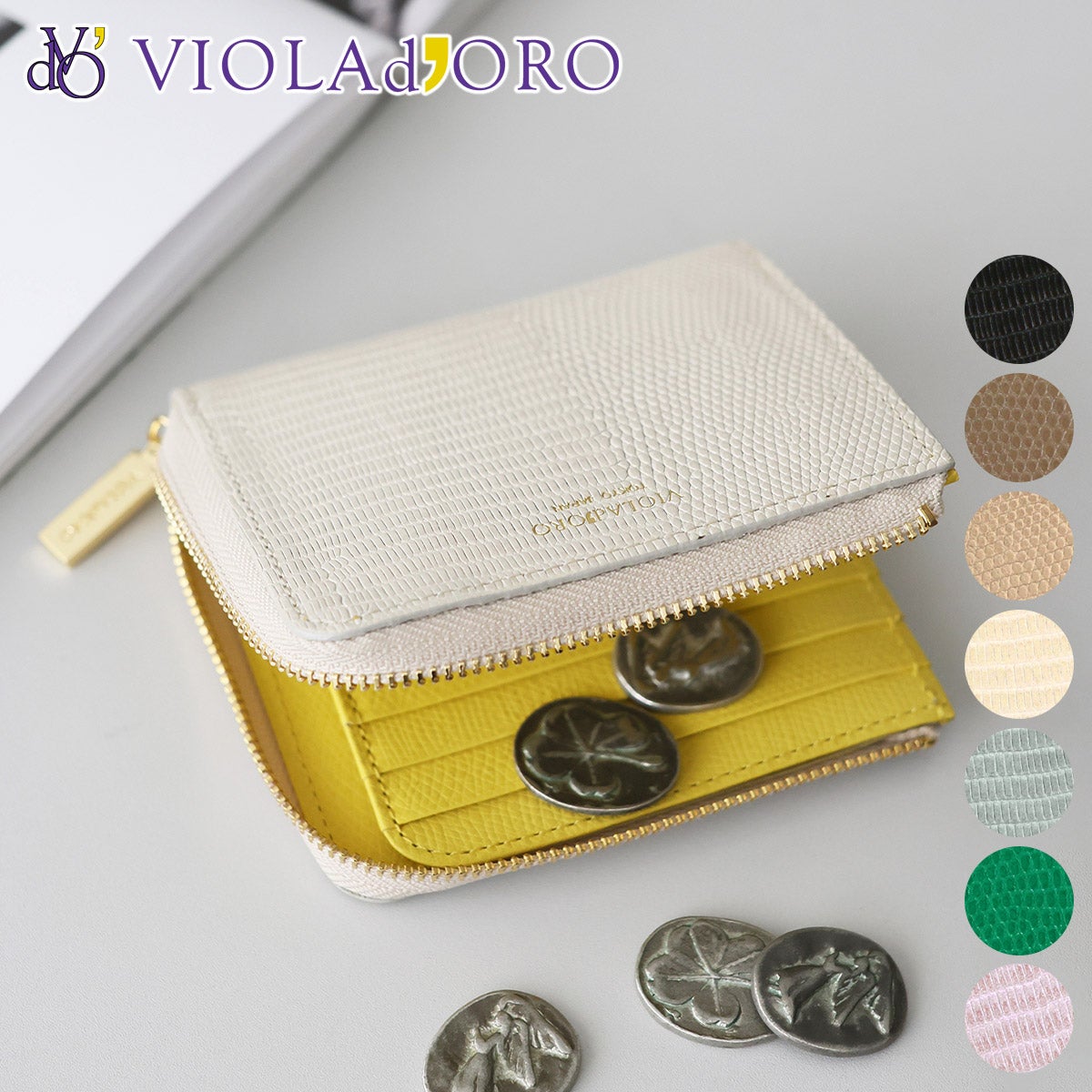 VIOLAd'ORO ヴィオラドーロ PORTA ポルタ 二つ折りL字型財布 V-5056