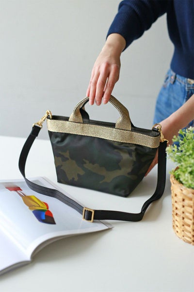 VIOLAd'ORO ヴィオラドーロ GINO ジーノ ナイロン×ゴールドテープトートバッグS V-2036