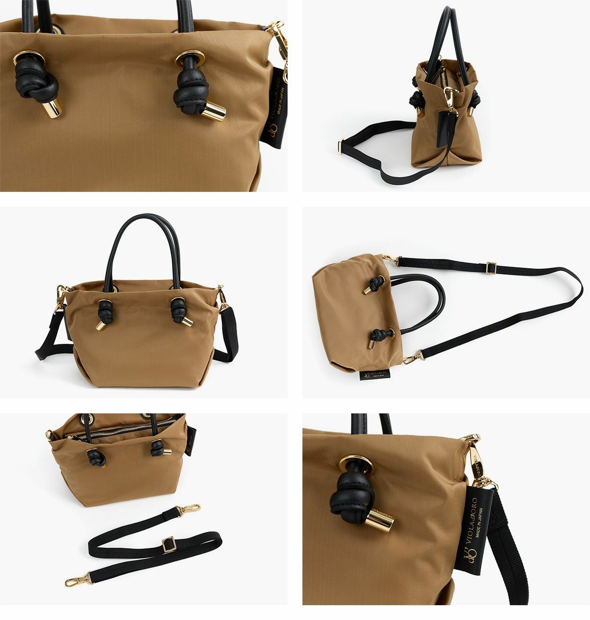 VIOLAd'ORO ヴィオラドーロ BIANCA ビアンカ ノットハンドルトートバッグXS V-2197