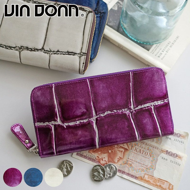 VIA DOAN ヴィア ドアン Large croco ラージクロコ 小銭入れ付き長財布（ラウンドファスナー式 ） 966