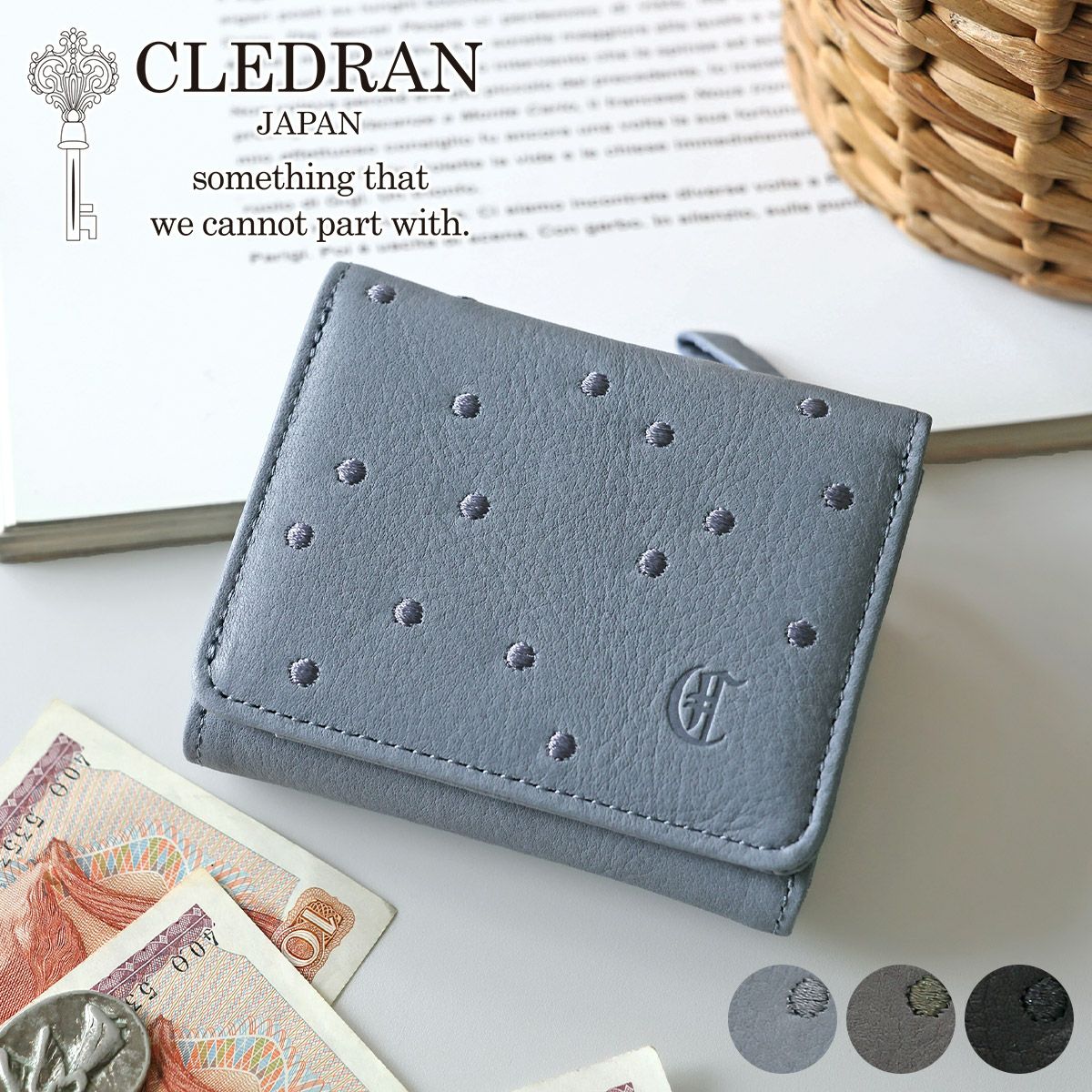 ※新品未使用タグ付き※CLEDRAN　ミニ財布 CLEDRAN（クレドラン） セール20％ クラシカルな二つ折り財布 ミニ