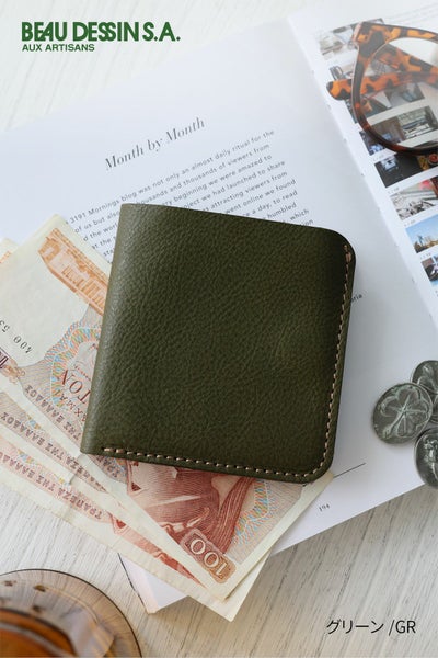 BEAU DESSIN S.A. ボーデッサン ミネルバ・ナッパ 小銭入れ付き二つ折り財布 MN3068