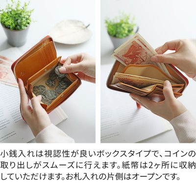 BAGGY'S ANNEX バギーズアネックス NATURAL BOX ナチュラルボックス 小銭入れ付き二つ折り財布（ラウンドファスナー式 ） LZKM-3601