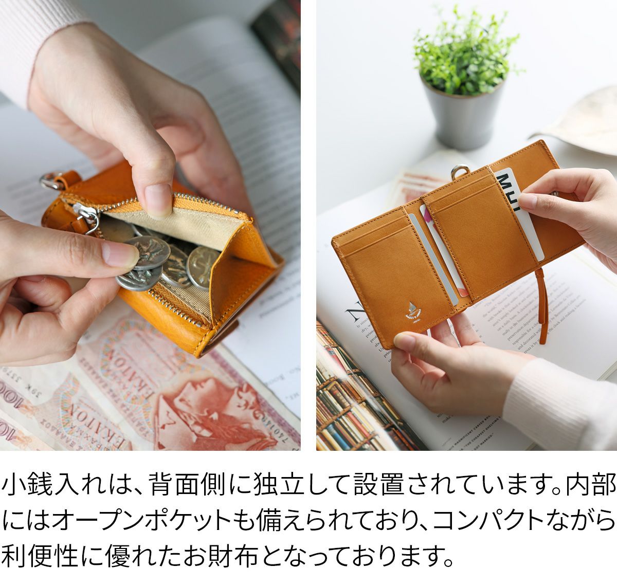 BAGGY'S ANNEX バギーズアネックス NATURAL BOX ナチュラルボックス 小銭入れ付き三つ折り財布 LZKM-3602