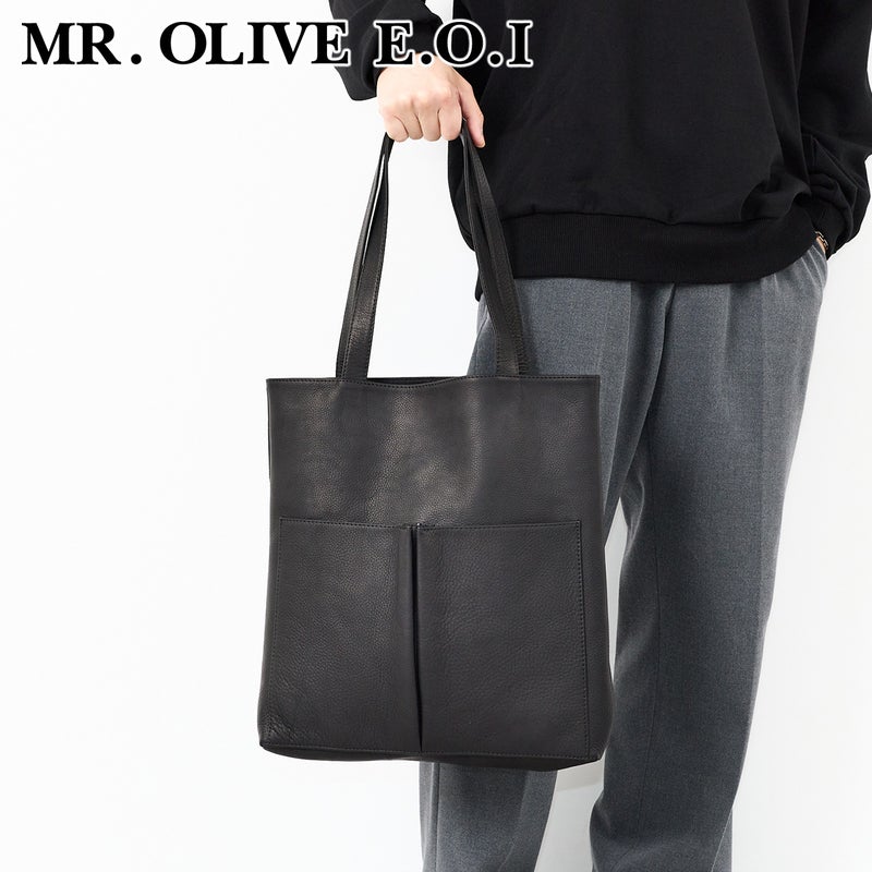 MR.OLIVE E.O.I ミスターオリーブ イーオーアイ IMPERMA-LEATHER インパーマレザー GUSSET POCKET TOTE BAG ME651