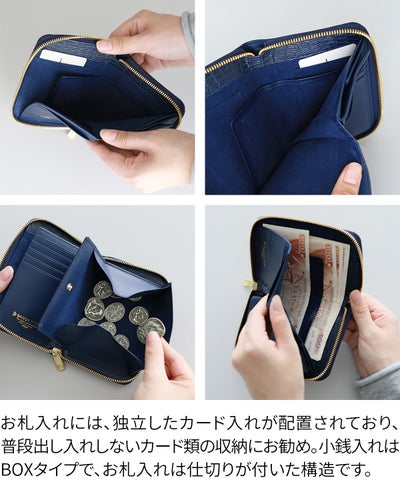 [メーカー取り寄せ商品] BAGGY PORT バギーポート 本藍染めクロコレザー 小銭入れ付き二つ折り財布（ラウンドファスナー式 ） ZWL-8001