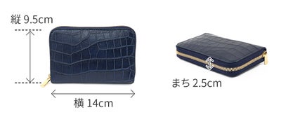 [メーカー取り寄せ商品] BAGGY PORT バギーポート 本藍染めクロコレザー 小銭入れ付き二つ折り財布（ラウンドファスナー式 ） ZWL-8001