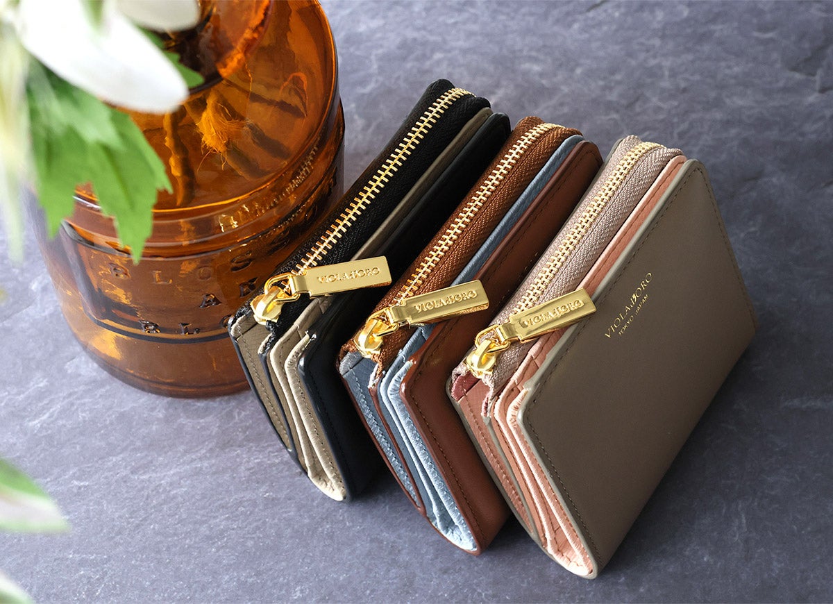VIOLAd'ORO ヴィオラドーロ PORTA ポルタ 小銭入れ付き二つ折り財布（L字ファスナー式） V-5084
