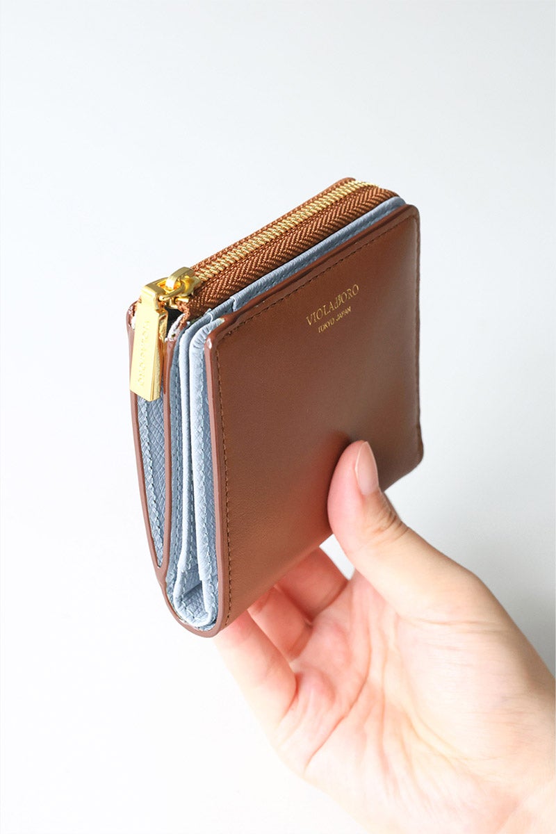 VIOLAd'ORO ヴィオラドーロ PORTA ポルタ 小銭入れ付き二つ折り財布（L字ファスナー式） V-5084