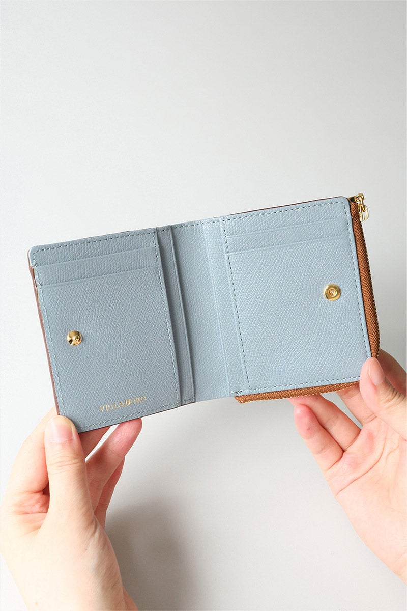 VIOLAd'ORO ヴィオラドーロ PORTA ポルタ 小銭入れ付き二つ折り財布（L字ファスナー式） V-5084