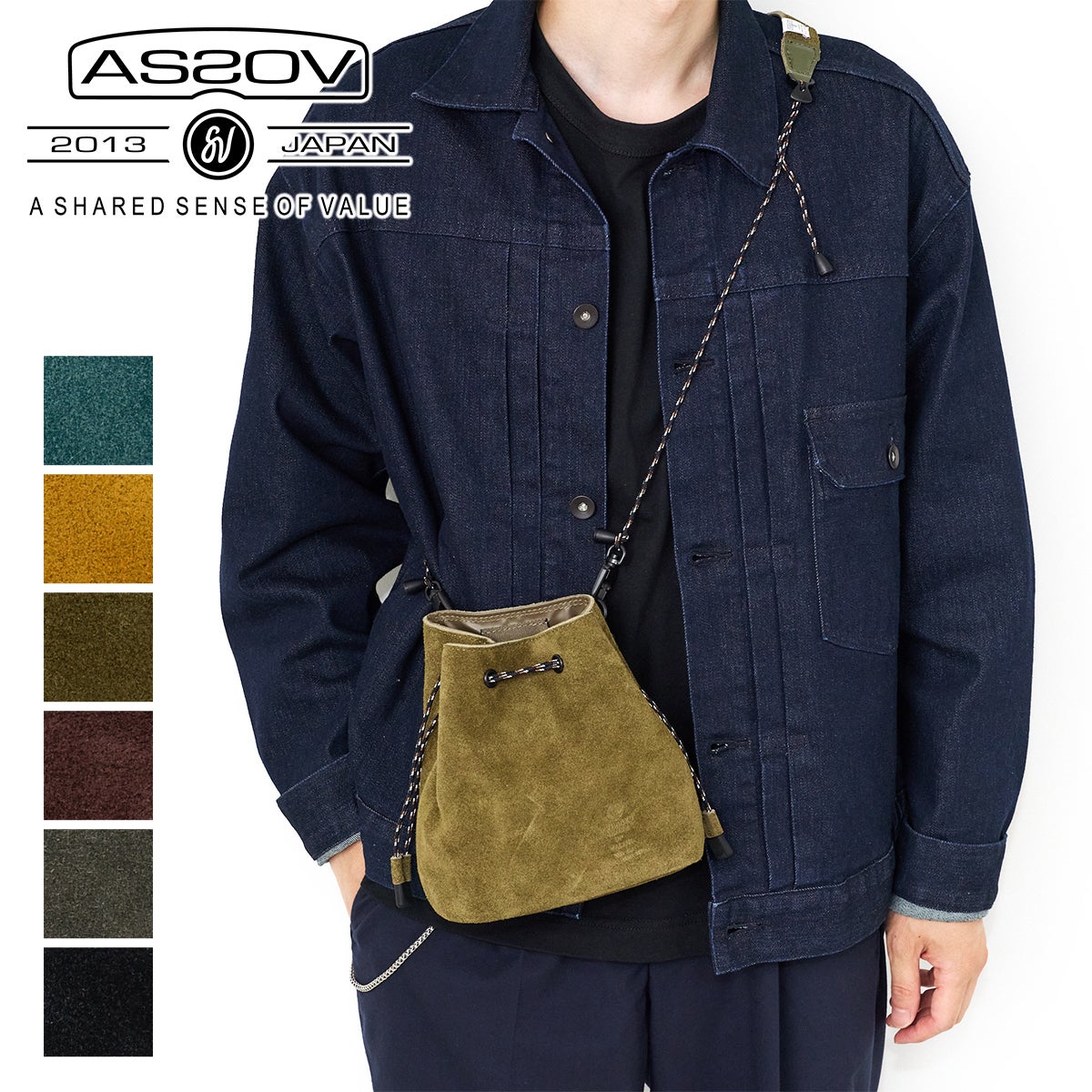 AS2OV アッソブ WP SUEDE MINI DROW STRING SLD 091757