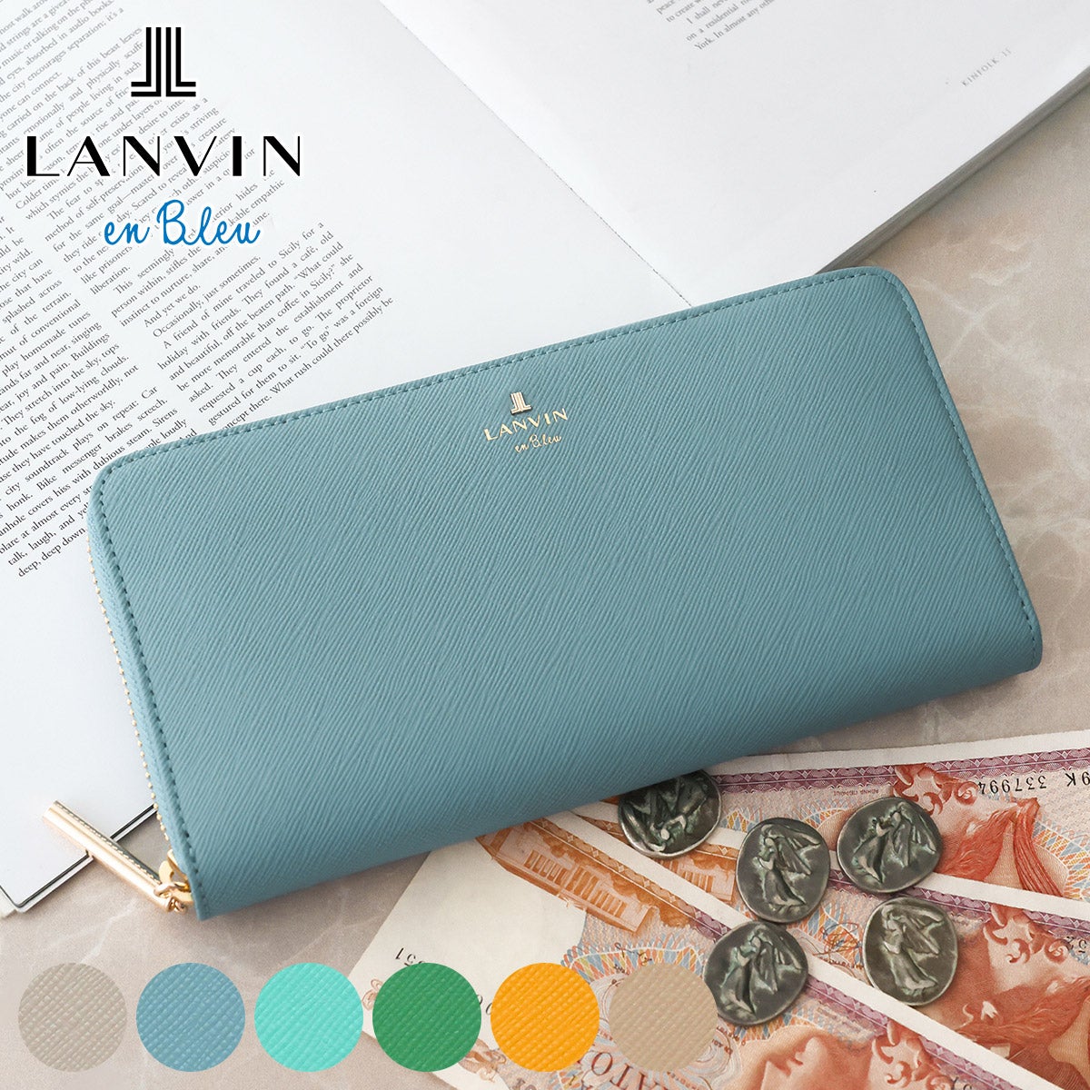 LANVIN en Bleu ランバン オン ブルー リュクサンブールカラー 小銭入れ付き長財布（ラウンドファスナー式 ） 481179