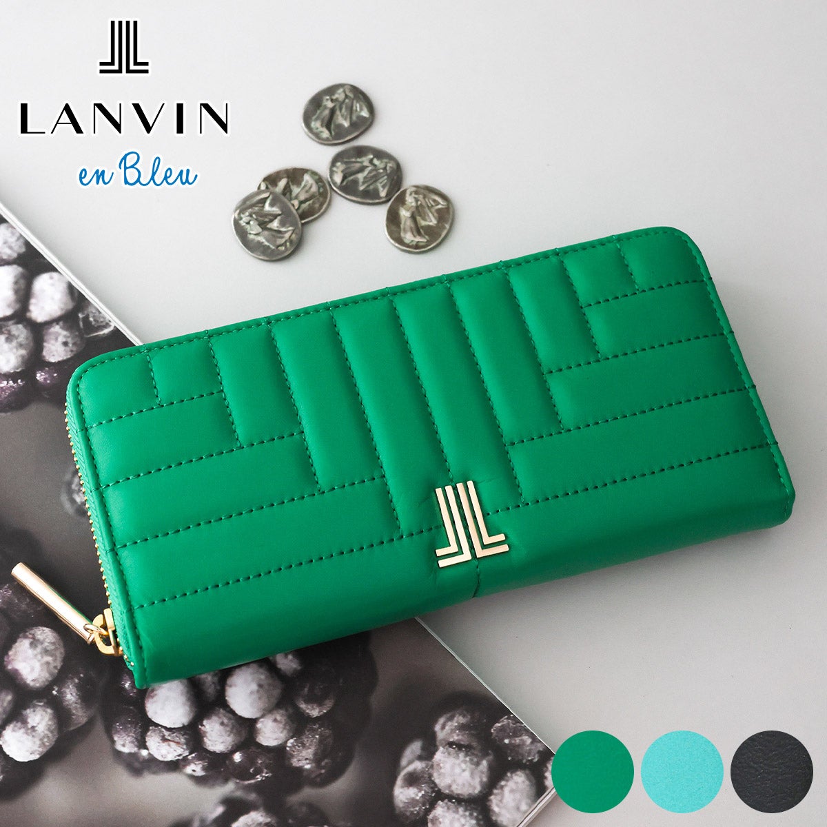 LANVIN en Bleu ランバン オン ブルー ベルシー 小銭入れ付き長財布（ラウンドファスナー式 ） 482660
