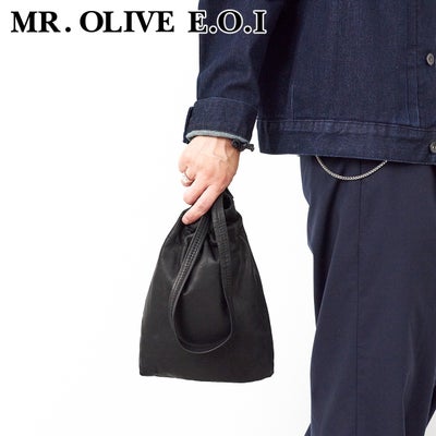 MR.OLIVE E.O.I ミスターオリーブ イーオーアイ IMPERMA-LEATHER インパーマレザー DRAWSTRING BAG ME698