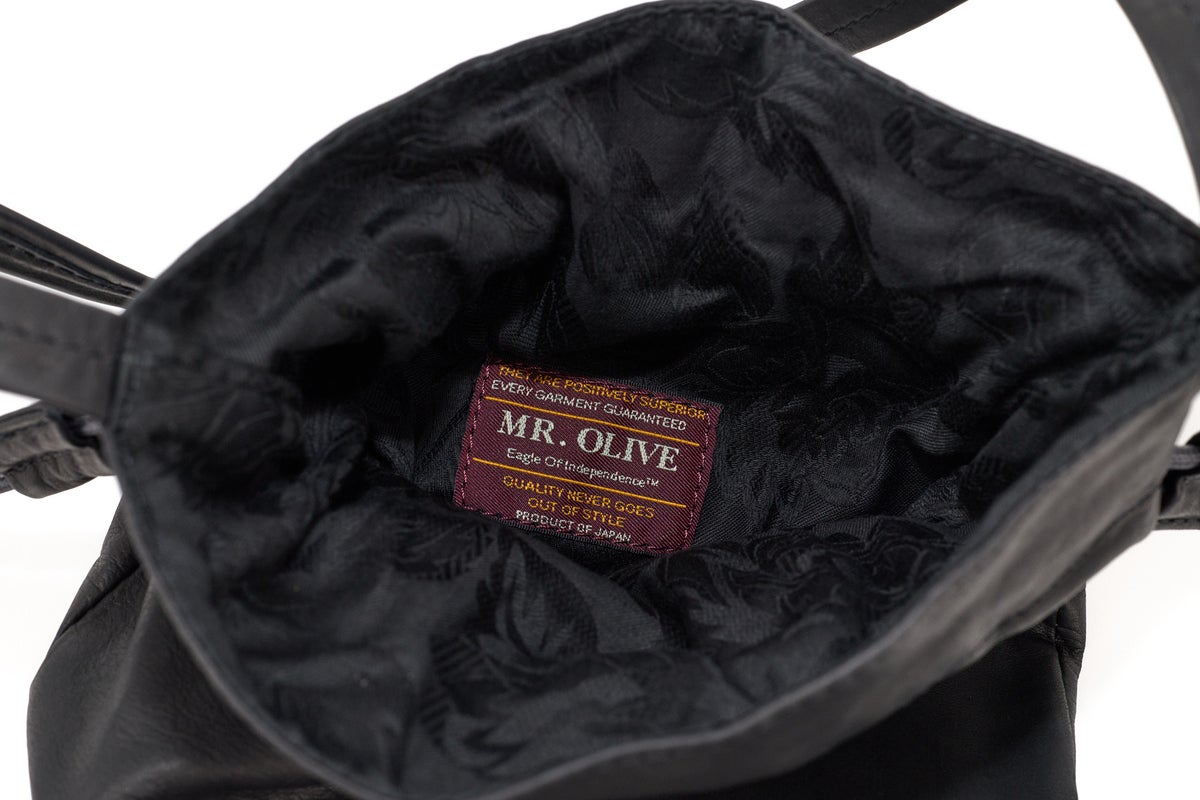 MR.OLIVE E.O.I ミスターオリーブ イーオーアイ IMPERMA-LEATHER インパーマレザー DRAWSTRING BAG ME698