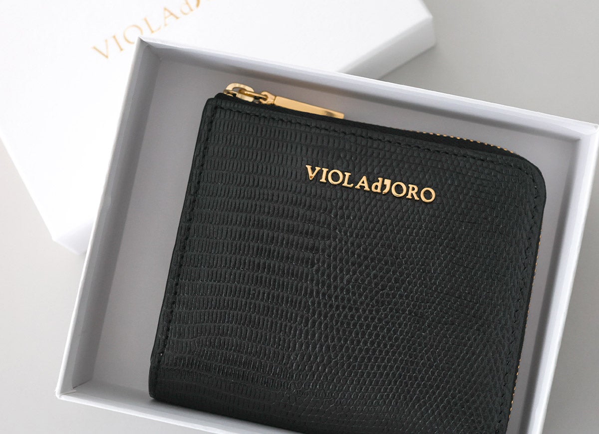 VIOLAd'ORO ヴィオラドーロ PORTA ポルタ 小銭入れ付き二つ折り財布（L字ファスナー式） V-5090