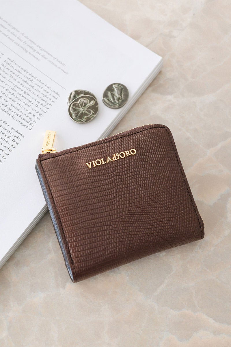 VIOLAd'ORO ヴィオラドーロ PORTA ポルタ 小銭入れ付き二つ折り財布（L字ファスナー式） V-5090