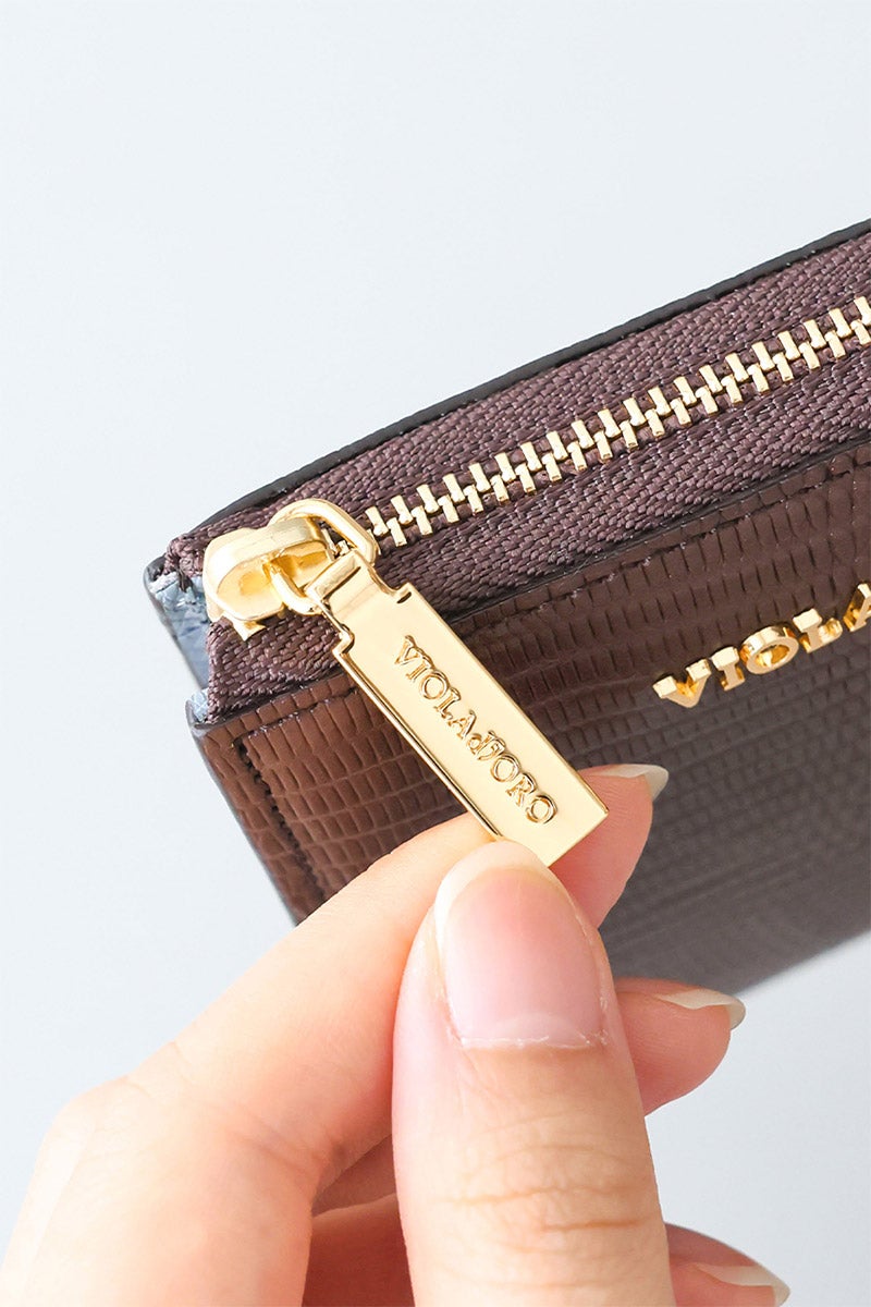 VIOLAd'ORO ヴィオラドーロ PORTA ポルタ 小銭入れ付き二つ折り財布（L字ファスナー式） V-5090