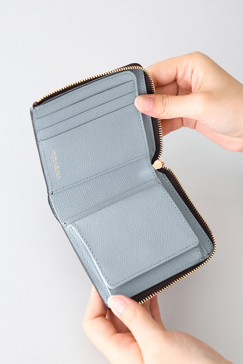 VIOLAd'ORO ヴィオラドーロ PORTA ポルタ 小銭入れ付き二つ折り財布（L字ファスナー式） V-5090