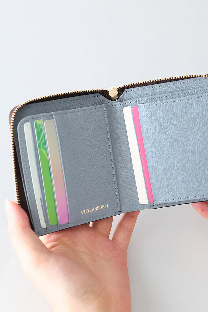 VIOLAd'ORO ヴィオラドーロ PORTA ポルタ 小銭入れ付き二つ折り財布（L字ファスナー式） V-5090