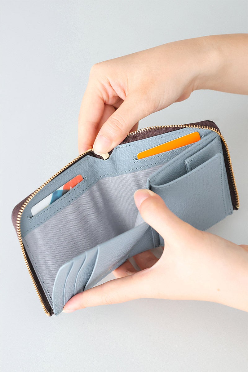 VIOLAd'ORO ヴィオラドーロ PORTA ポルタ 小銭入れ付き二つ折り財布（L字ファスナー式） V-5090